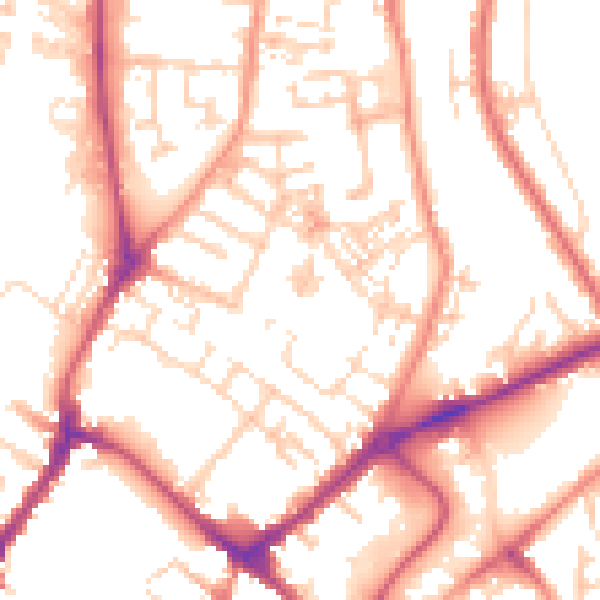 Daytime road noise heatmap for YO31 8LR