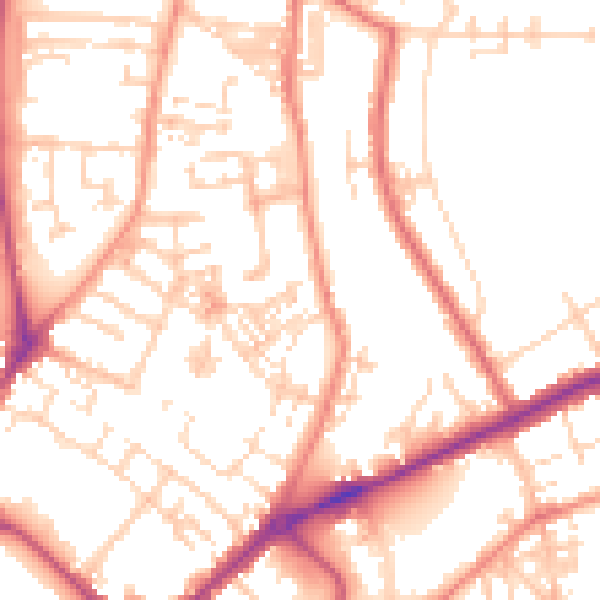 Daytime road noise heatmap for YO31 8LT