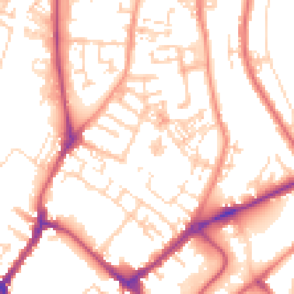 Daytime road noise heatmap for YO31 8LW