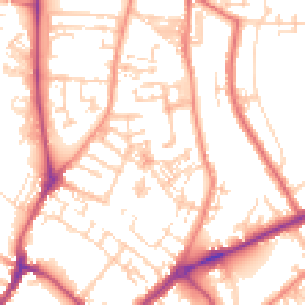 Daytime road noise heatmap for YO31 8NG