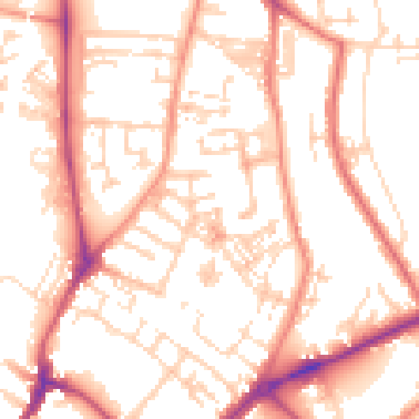 Daytime road noise heatmap for YO31 8NQ