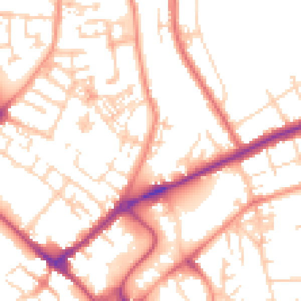 Daytime road noise heatmap for YO31 8RD