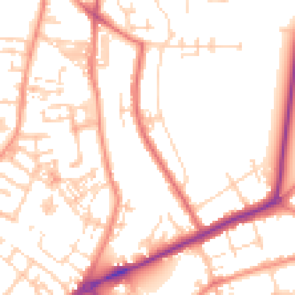 Daytime road noise heatmap for YO31 8TZ
