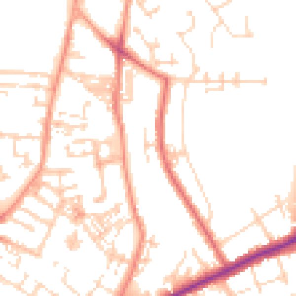 Daytime road noise heatmap for YO31 8UA