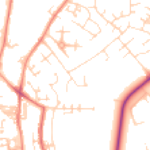 Daytime road noise heatmap for YO31 9AQ