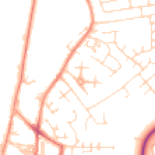 Daytime road noise heatmap for YO31 9AZ