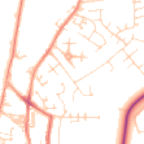 Daytime road noise heatmap for YO31 9BG