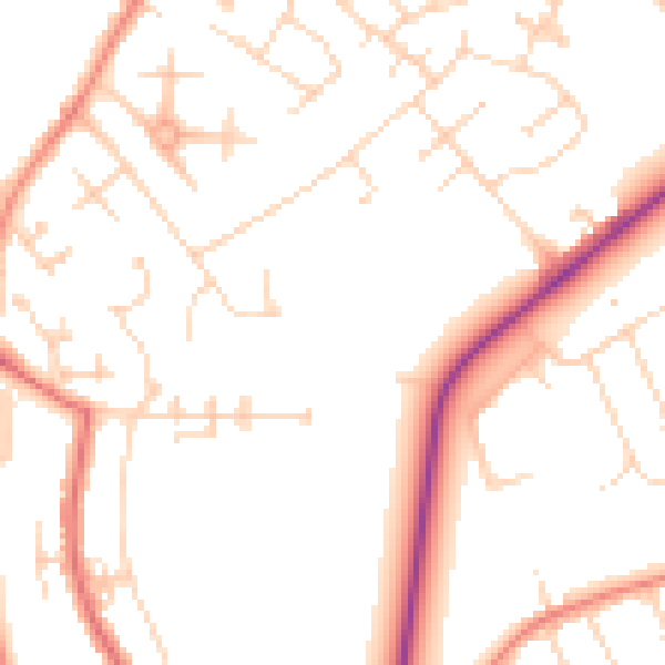Daytime road noise heatmap for YO31 9LB