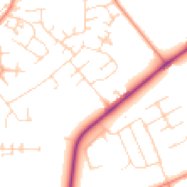 Daytime road noise heatmap for YO31 9LX