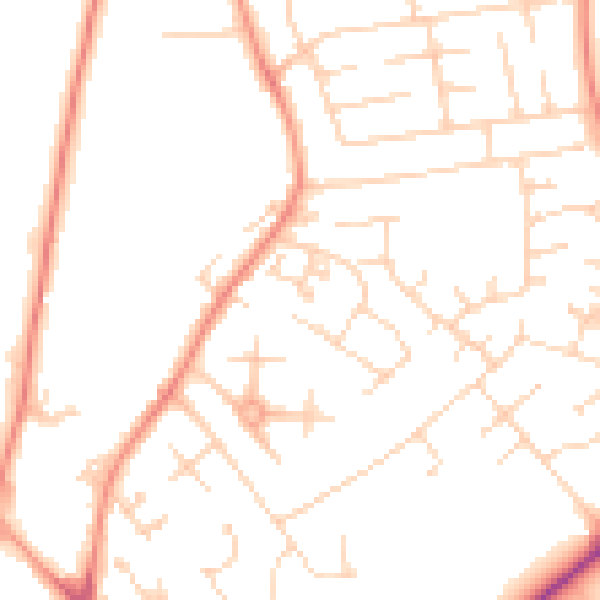 Daytime road noise heatmap for YO31 9PE