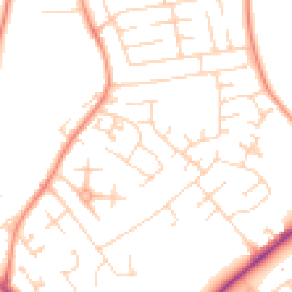 Daytime road noise heatmap for YO31 9PH