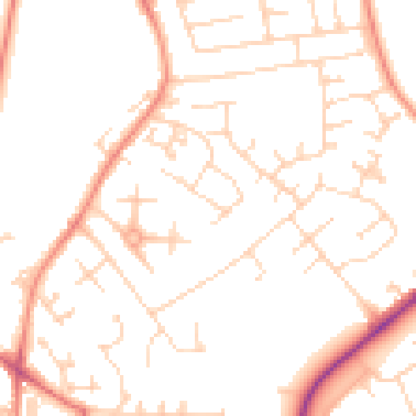 Daytime road noise heatmap for YO31 9PJ