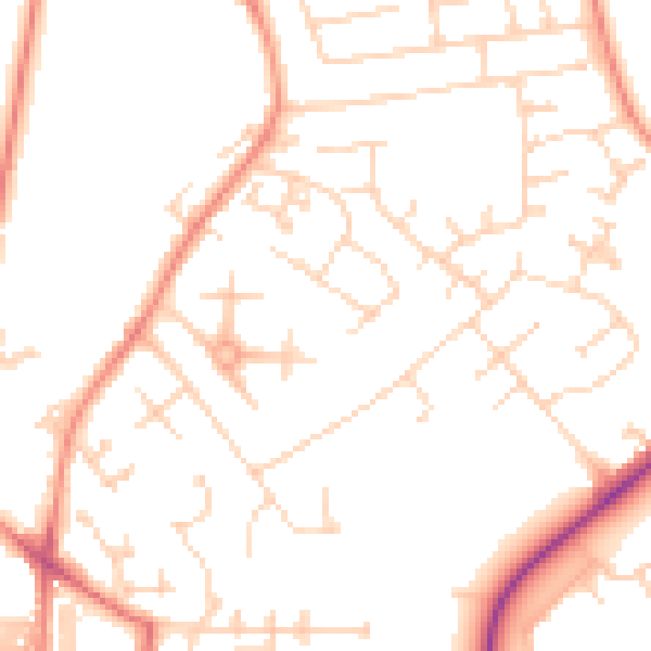 Daytime road noise heatmap for YO31 9PL