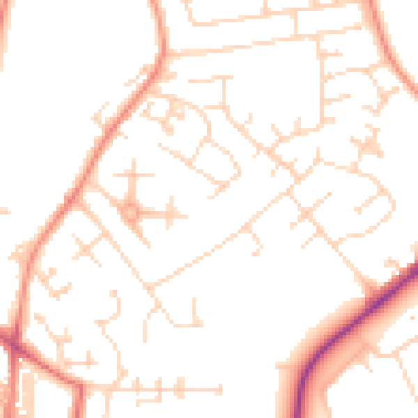 Daytime road noise heatmap for YO31 9PN