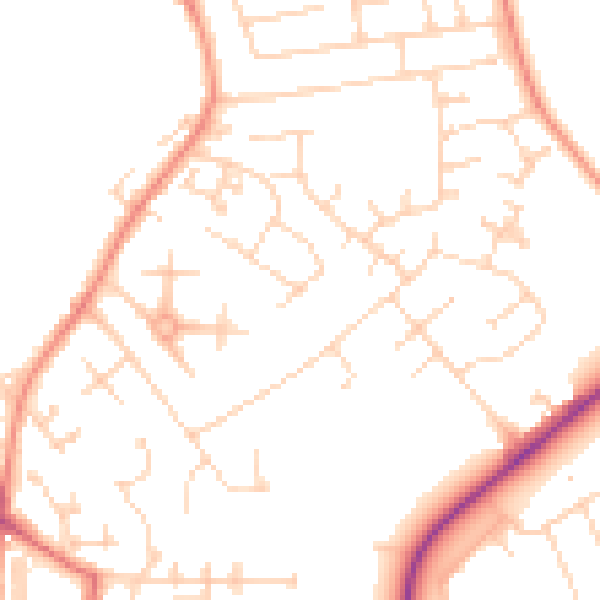 Daytime road noise heatmap for YO31 9PP