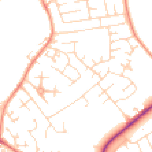 Daytime road noise heatmap for YO31 9PS