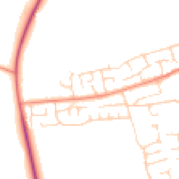 Daytime road noise heatmap for YO32 2AB