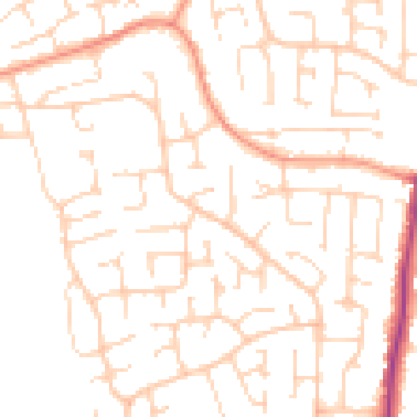 Daytime road noise heatmap for YO32 2DG