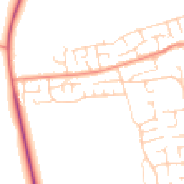 Daytime road noise heatmap for YO32 2FX