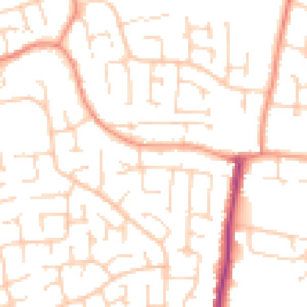 Daytime road noise heatmap for YO32 2HU
