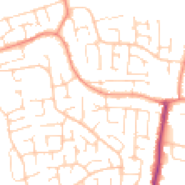 Daytime road noise heatmap for YO32 2JE