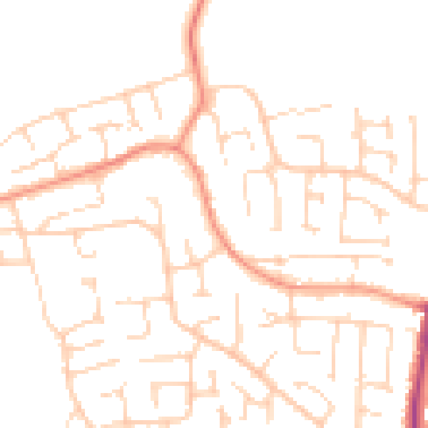 Daytime road noise heatmap for YO32 2JJ