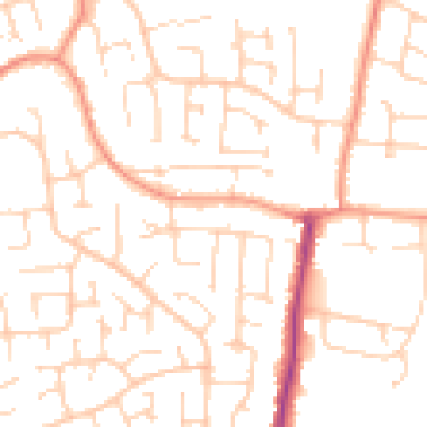 Daytime road noise heatmap for YO32 2LU