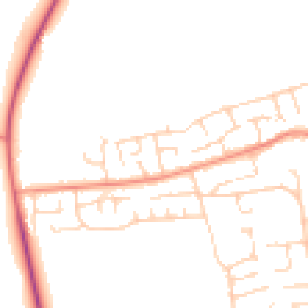 Daytime road noise heatmap for YO32 2QE