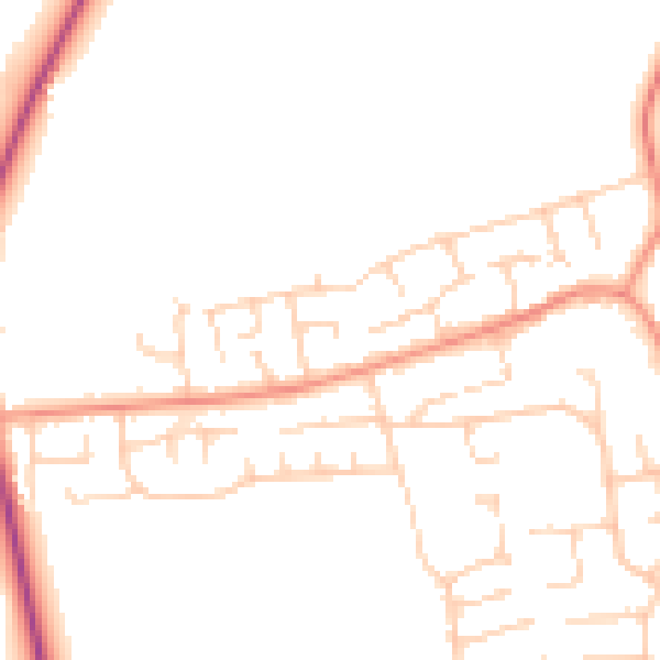 Daytime road noise heatmap for YO32 2QF