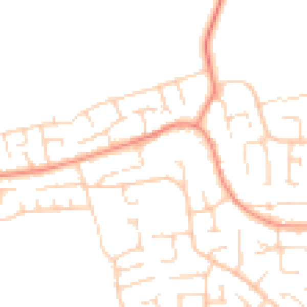 Daytime road noise heatmap for YO32 2QL