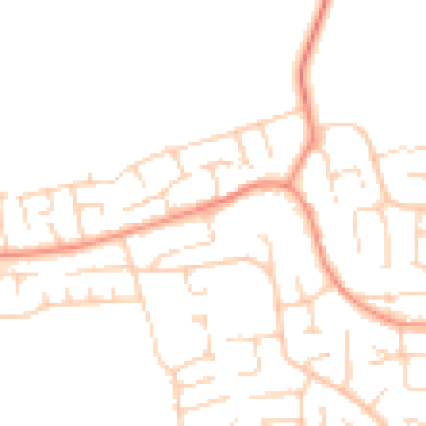 Daytime road noise heatmap for YO32 2QX