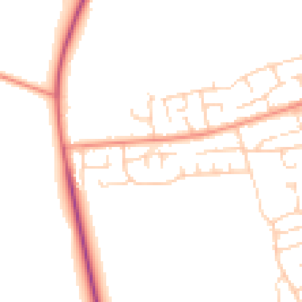 Daytime road noise heatmap for YO32 2ST