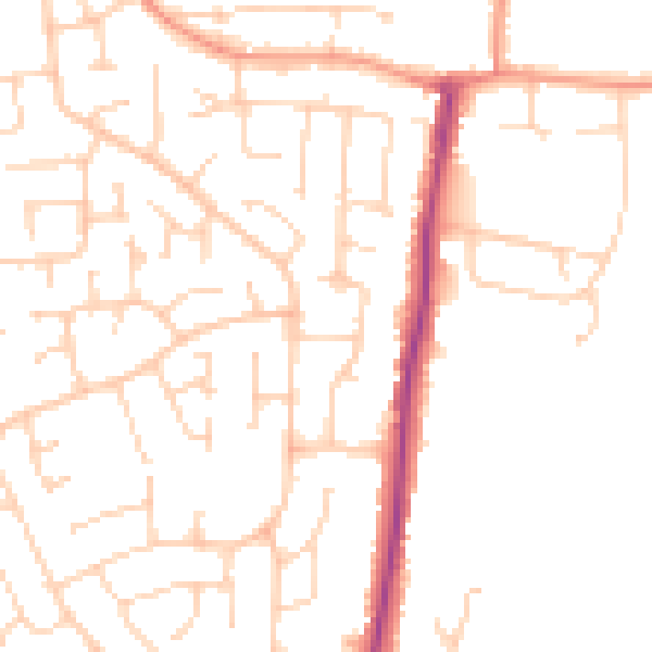 Daytime road noise heatmap for YO32 3DQ