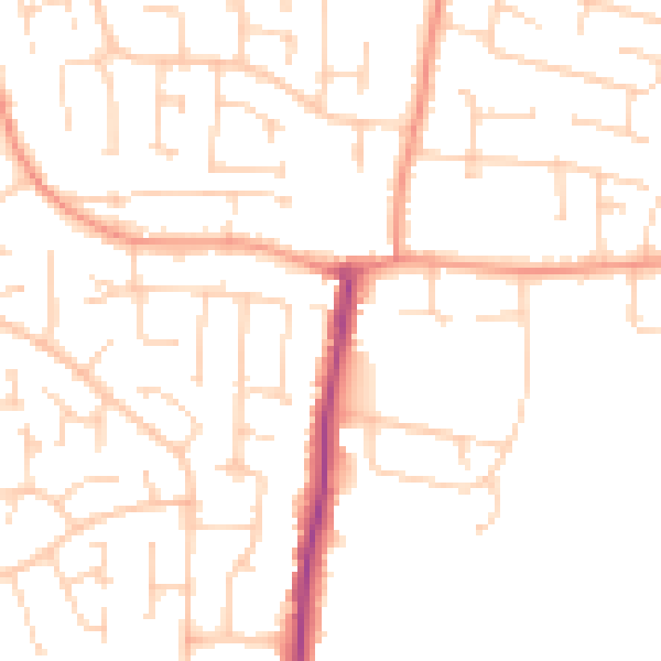 Daytime road noise heatmap for YO32 3EA