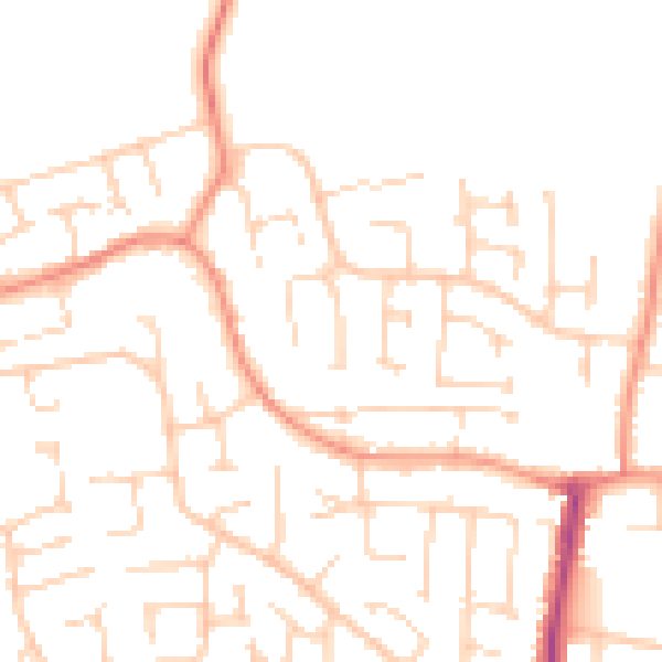 Daytime road noise heatmap for YO32 3GE