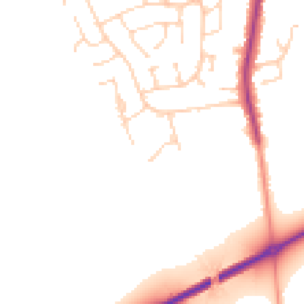 Daytime road noise heatmap for YO32 3GQ