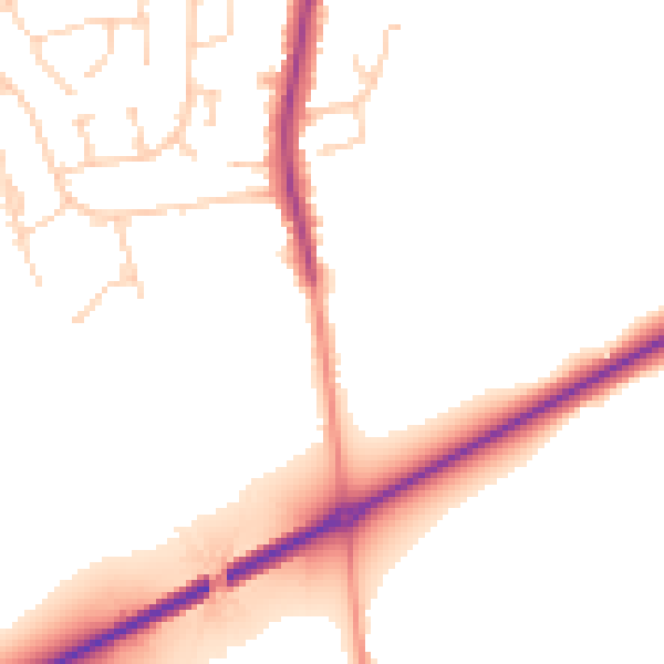 Daytime road noise heatmap for YO32 3HH