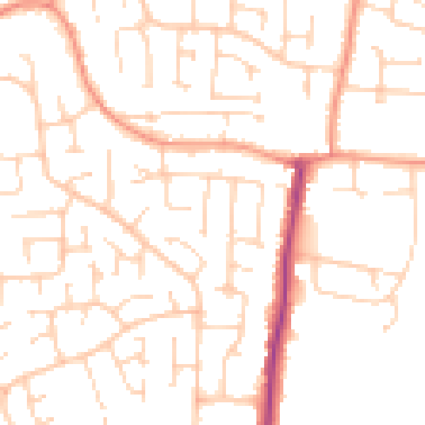 Daytime road noise heatmap for YO32 3HP