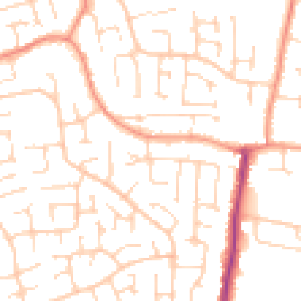Daytime road noise heatmap for YO32 3JA