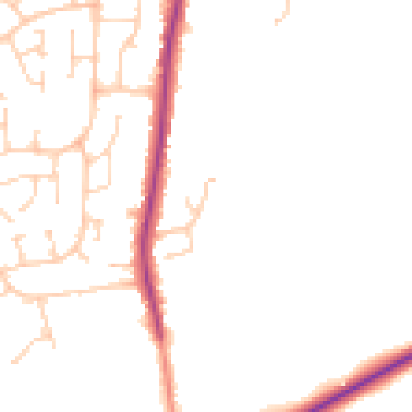 Daytime road noise heatmap for YO32 3LL