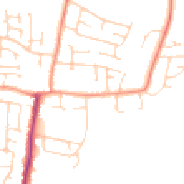 Daytime road noise heatmap for YO32 3LU