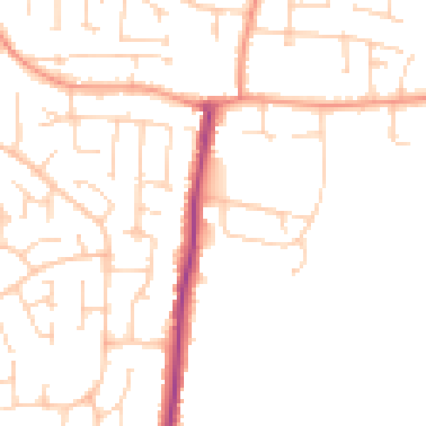 Daytime road noise heatmap for YO32 3NX