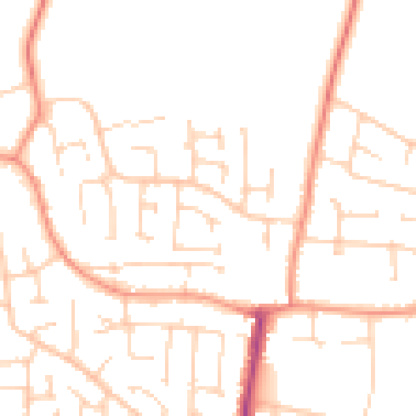Daytime road noise heatmap for YO32 3RP