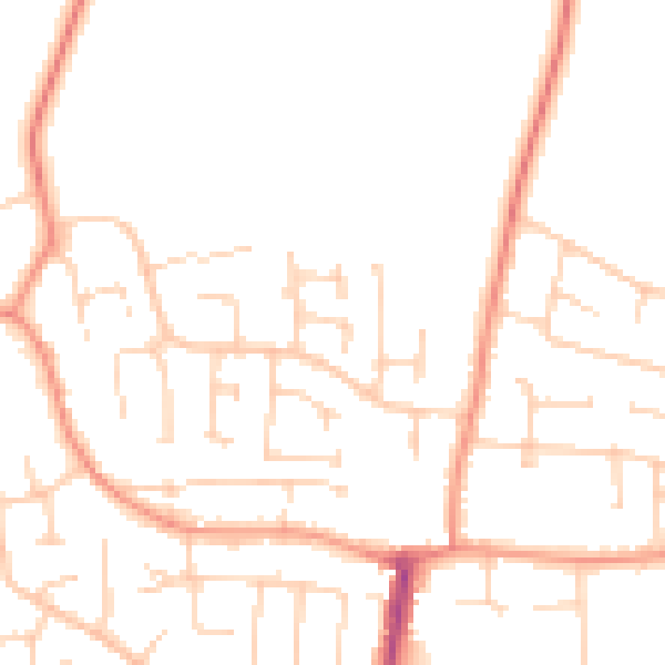 Daytime road noise heatmap for YO32 3RR