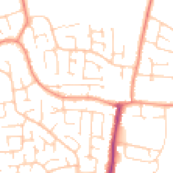 Daytime road noise heatmap for YO32 3SF