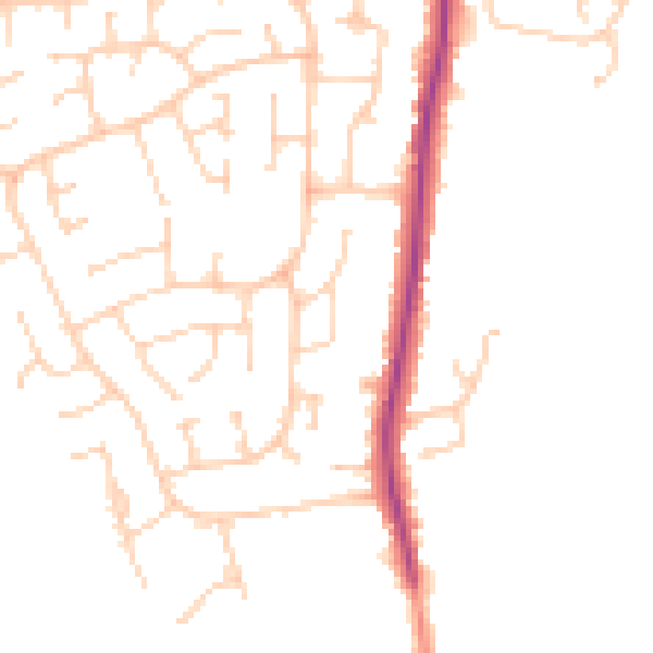Daytime road noise heatmap for YO32 3YW
