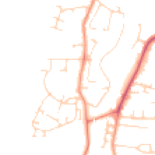 Daytime road noise heatmap for YO32 4AQ
