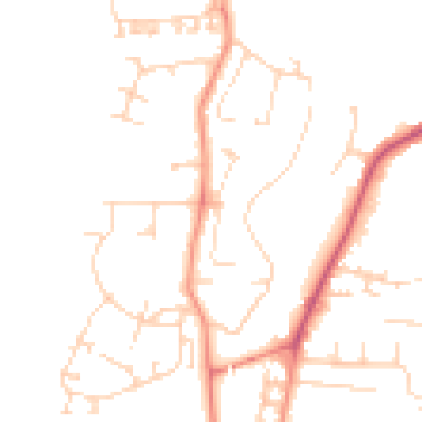 Daytime road noise heatmap for YO32 4BL