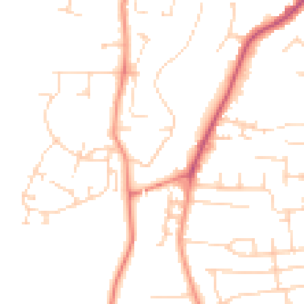 Daytime road noise heatmap for YO32 4BP