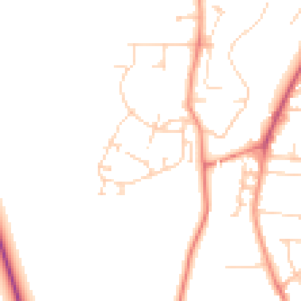 Daytime road noise heatmap for YO32 4BQ